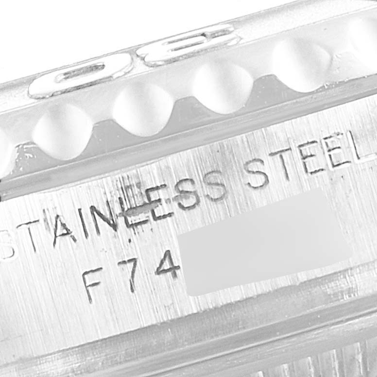 This image shows a close-up of the engraving on the case side of a Rolex Yacht-Master 169622 Women's Stainless Steel Silver Dial 169622 Women's Stainless Steel Silver Dial watch, highlighting "STAINLESS STEEL."