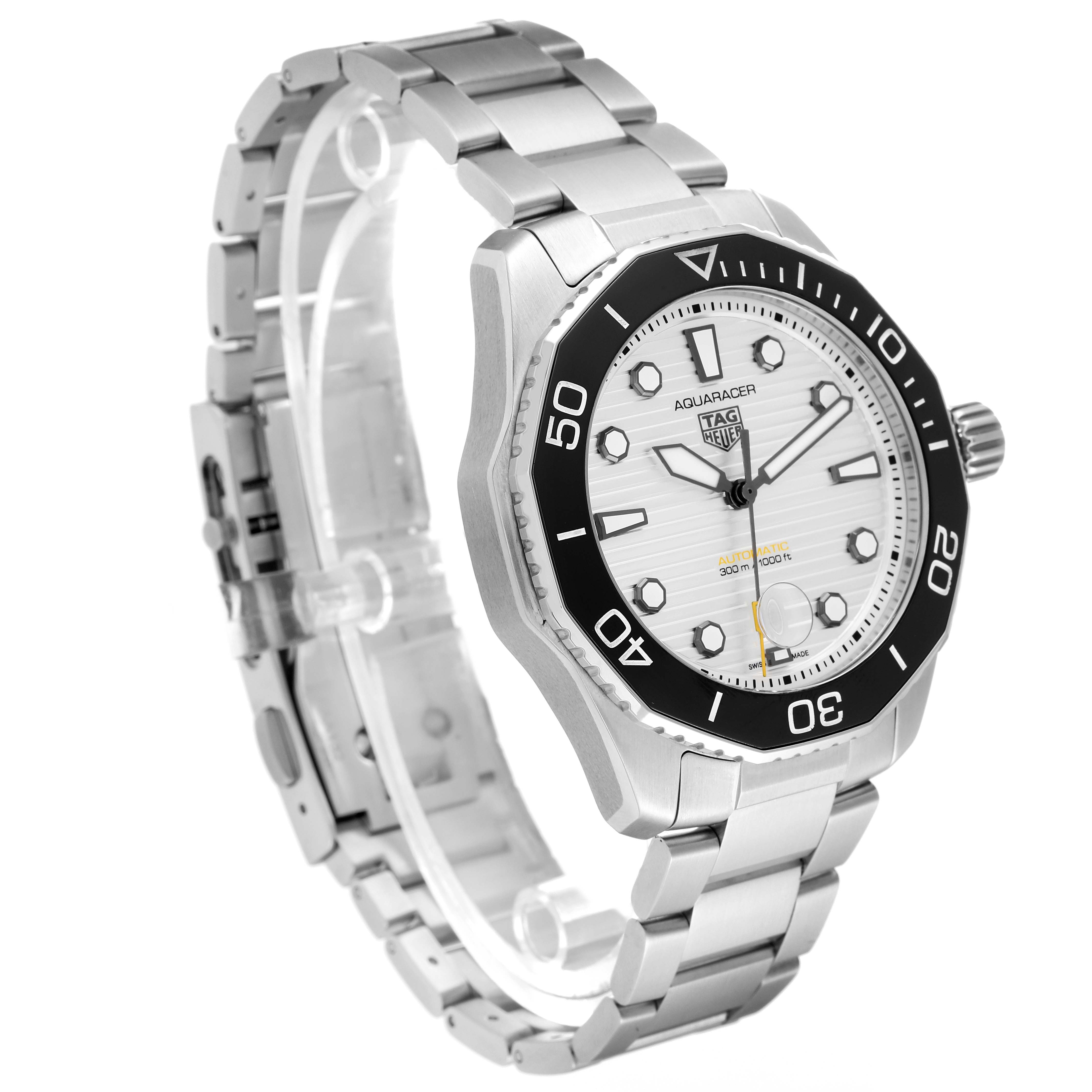 The image shows a Tag Heuer Aquaracer WBP201C.BA0632 Men's Stainless Steel Silver Dial WBP201C.BA0632 Men's Stainless Steel Silver Dial watch at a slight angle, displaying the dial, bezel, and stainless steel bracelet.