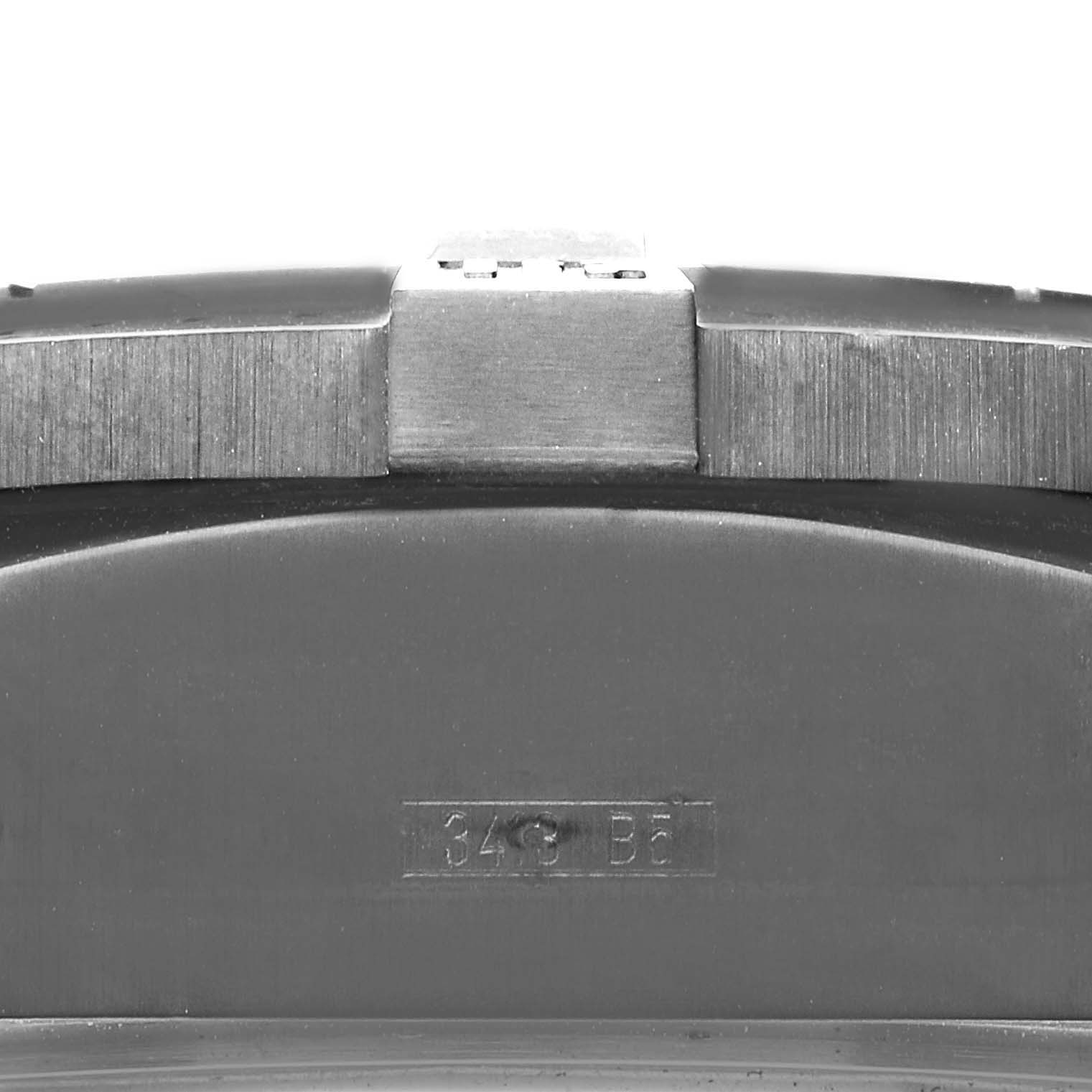 The image shows a close-up side view of the bezel and case of a Breitling Avenger M13380 Men's Stainless Steel Black Dial M13380 Men's Stainless Steel Black Dial watch.