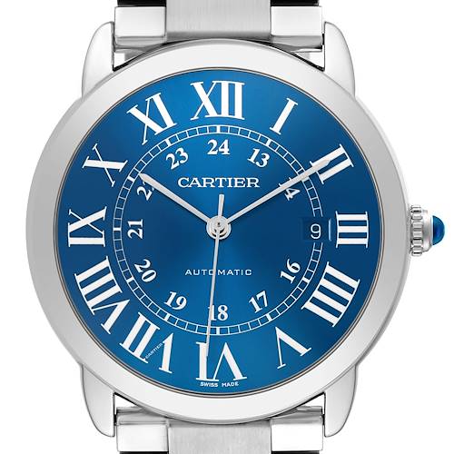 Photo of Cartier Ronde Solo XL 42 Blue Dial Steel Mens Watch WSRN0023