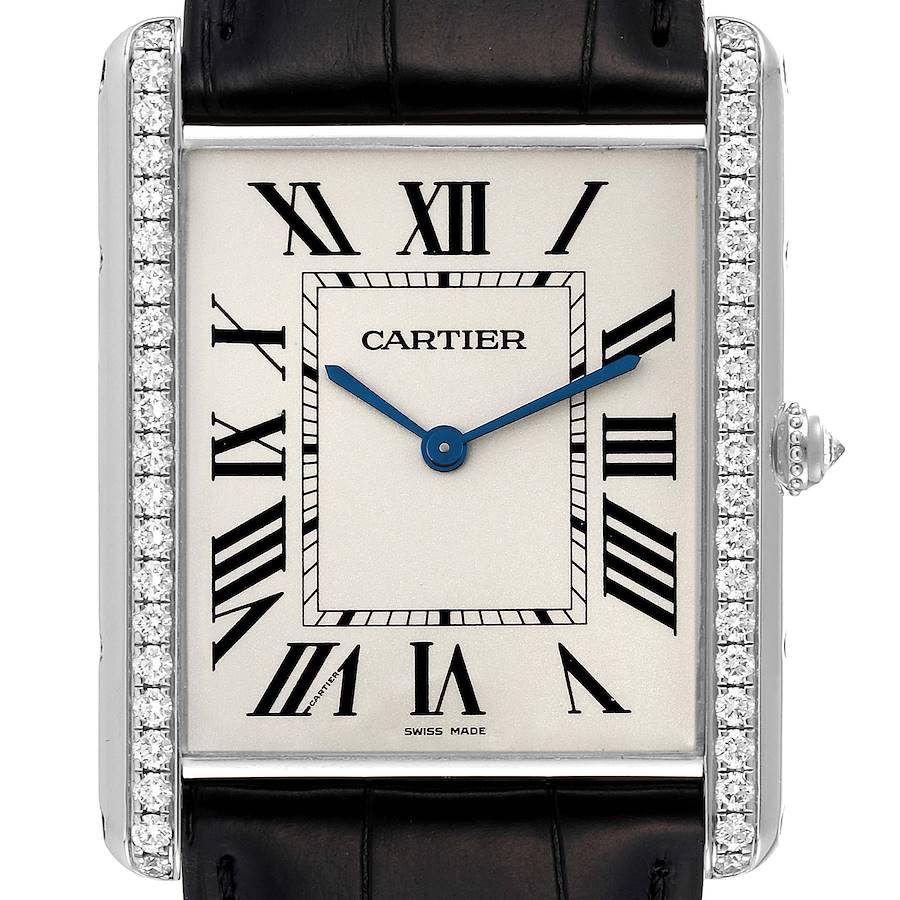 Cartier Tank Louis XL 18k White Gold Diamond Mens Watch WT200006 SwissWatchExpo