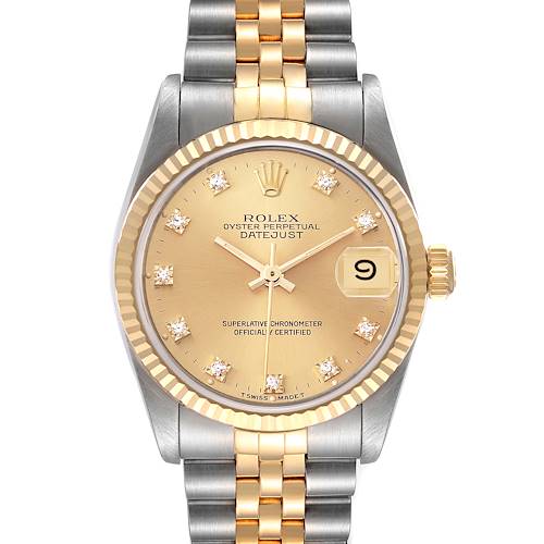 Photo of Rolex Datejust Midsize Steel Yellow Gold Diamond Dial Watch 68273