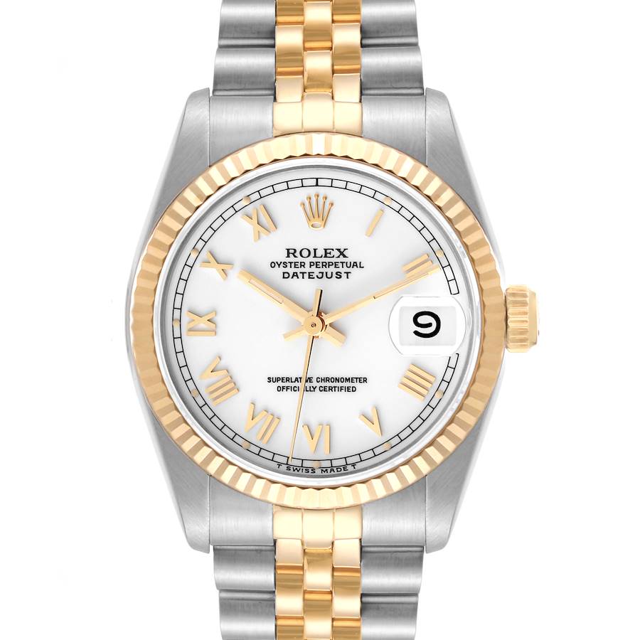 Rolex Datejust Midsize White Dial Steel Yellow Gold Ladies Watch 68273 SwissWatchExpo