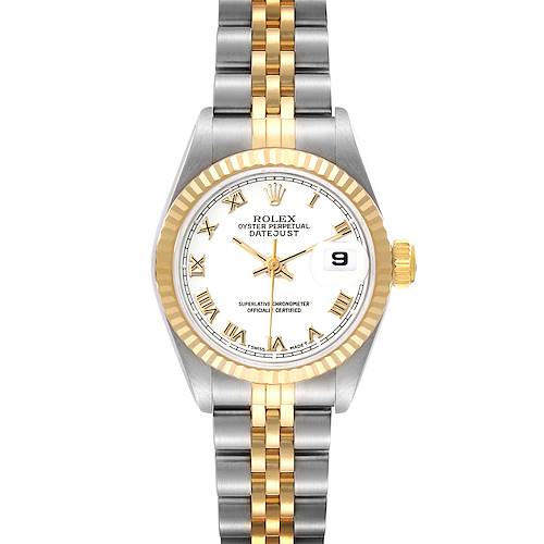 Photo of Rolex Datejust Steel Yellow Gold White Roman Dial Ladies Watch 69173