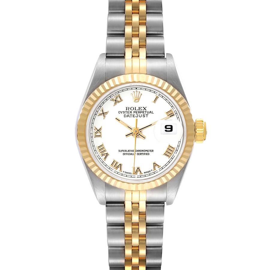 Rolex Datejust Steel Yellow Gold White Roman Dial Ladies Watch 69173 SwissWatchExpo