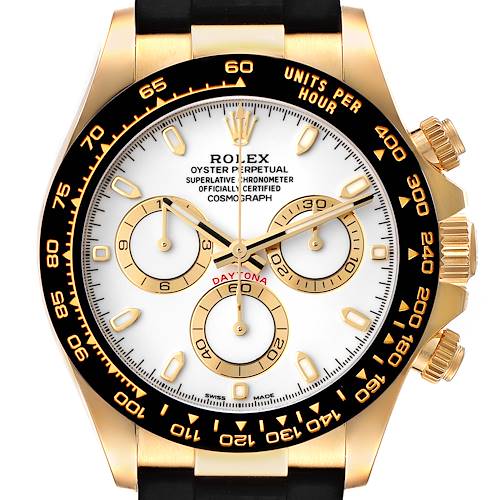 Photo of Rolex Daytona Yellow Gold Ceramic Bezel Rubber Strap Watch 116518