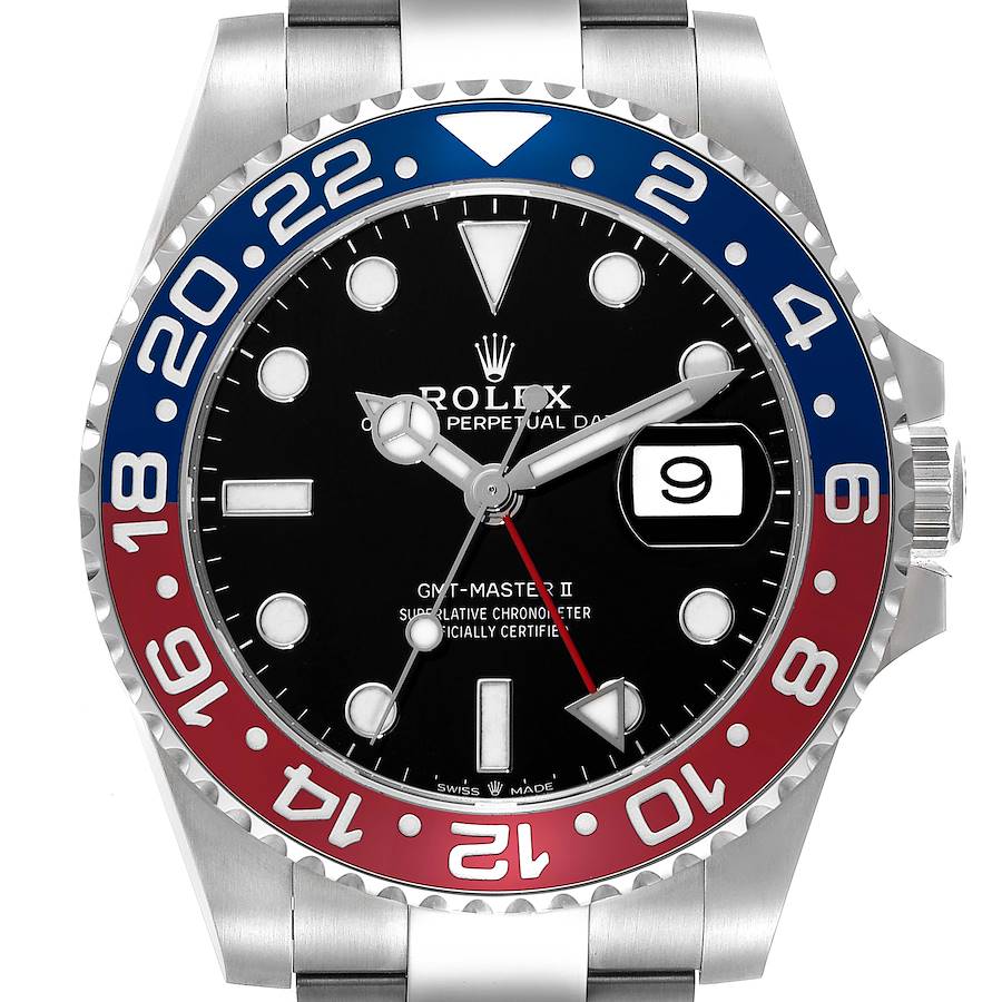 Rolex GMT Master II Blue Red Pepsi Bezel Steel Mens Watch 126710 Box Card SwissWatchExpo