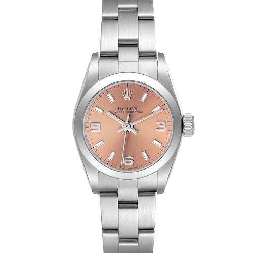 Photo of Rolex Oyster Perpetual Nondate Steel Salmon Dial Ladies Watch 67180 Box Papers