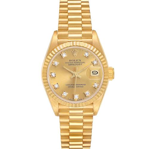 Photo of Rolex President Datejust Champagne Diamond Dial Yellow Gold Ladies Watch 69178