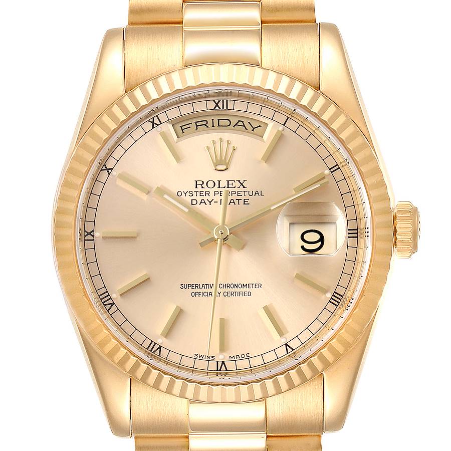 Rolex President Day Date 36mm Yellow Gold Mens Watch 118238 SwissWatchExpo