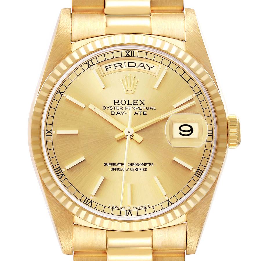 Rolex President Day-Date Yellow Gold Champagne Mens Watch 18238 SwissWatchExpo