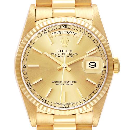Photo of Rolex President Day-Date Yellow Gold Champagne Mens Watch 18238
