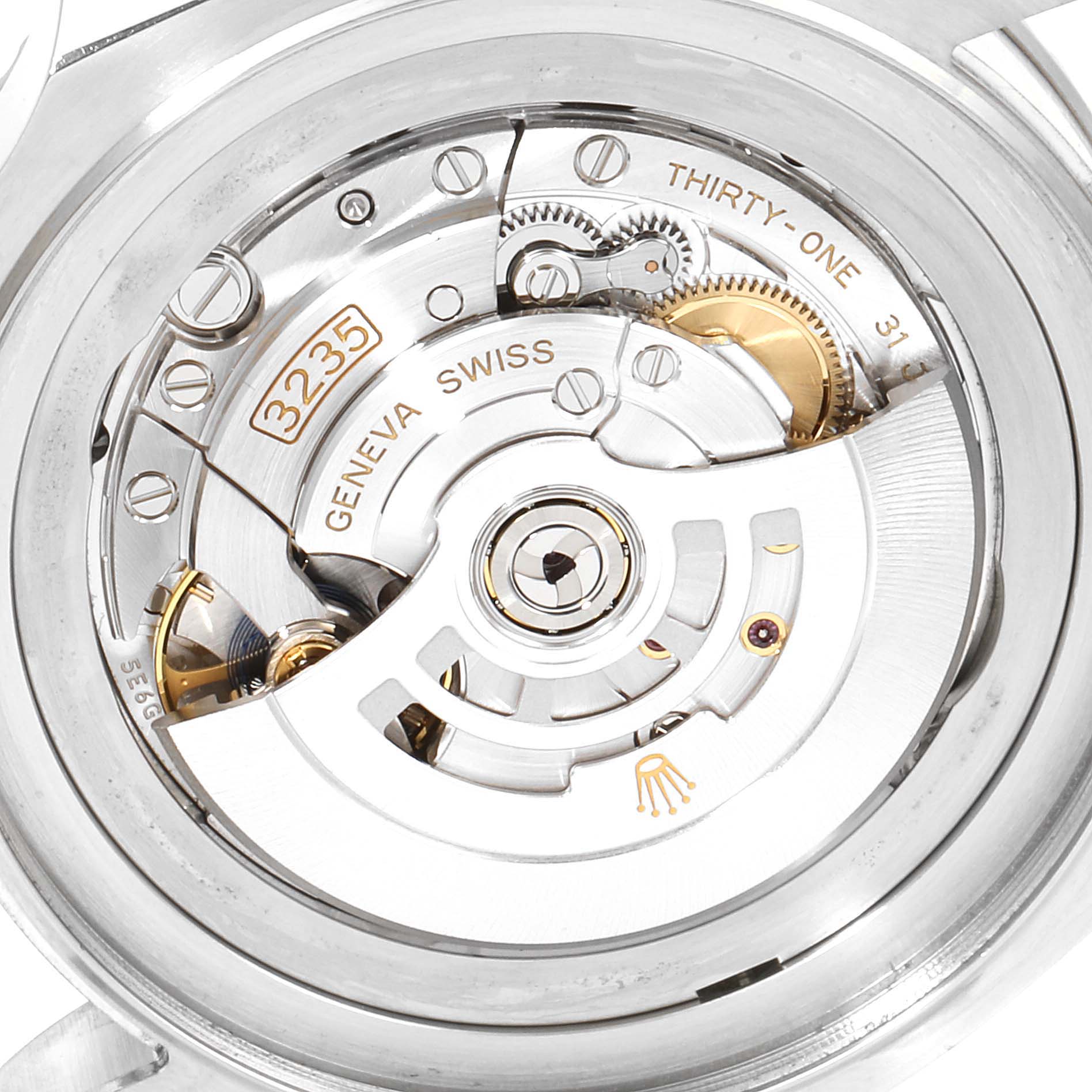 This image shows the inner mechanical movement of a Rolex Sea-Dweller 126660 Men
s Stainless Steel Black Dial 126660 Men
s Stainless Steel Black Dial 3235 model, viewed from the back of the watch.