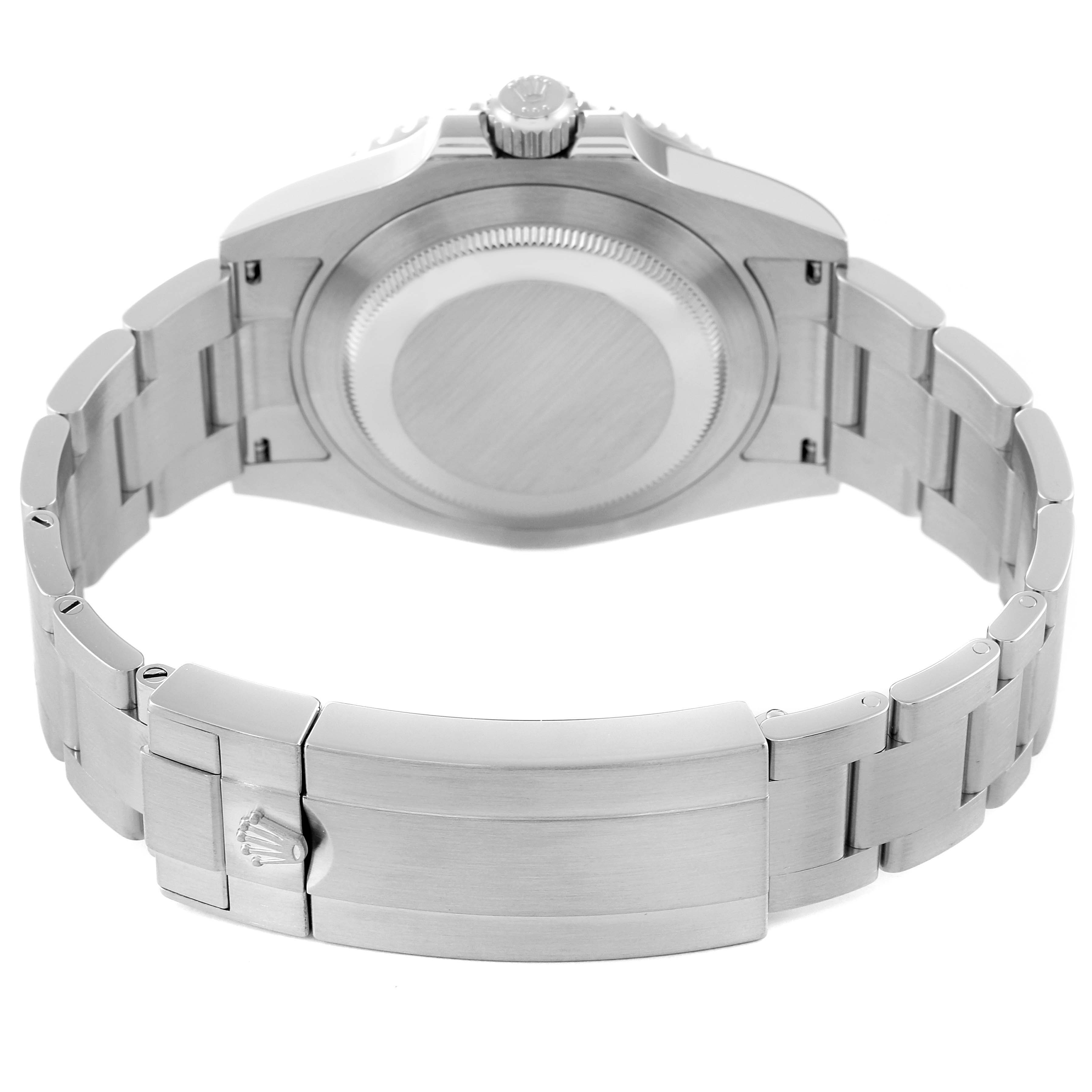 The image shows the back view of a Rolex Submariner 124060 Men's Stainless Steel Black Dial 124060 Men's Stainless Steel Black Dial watch, highlighting the case back and bracelet with clasp.