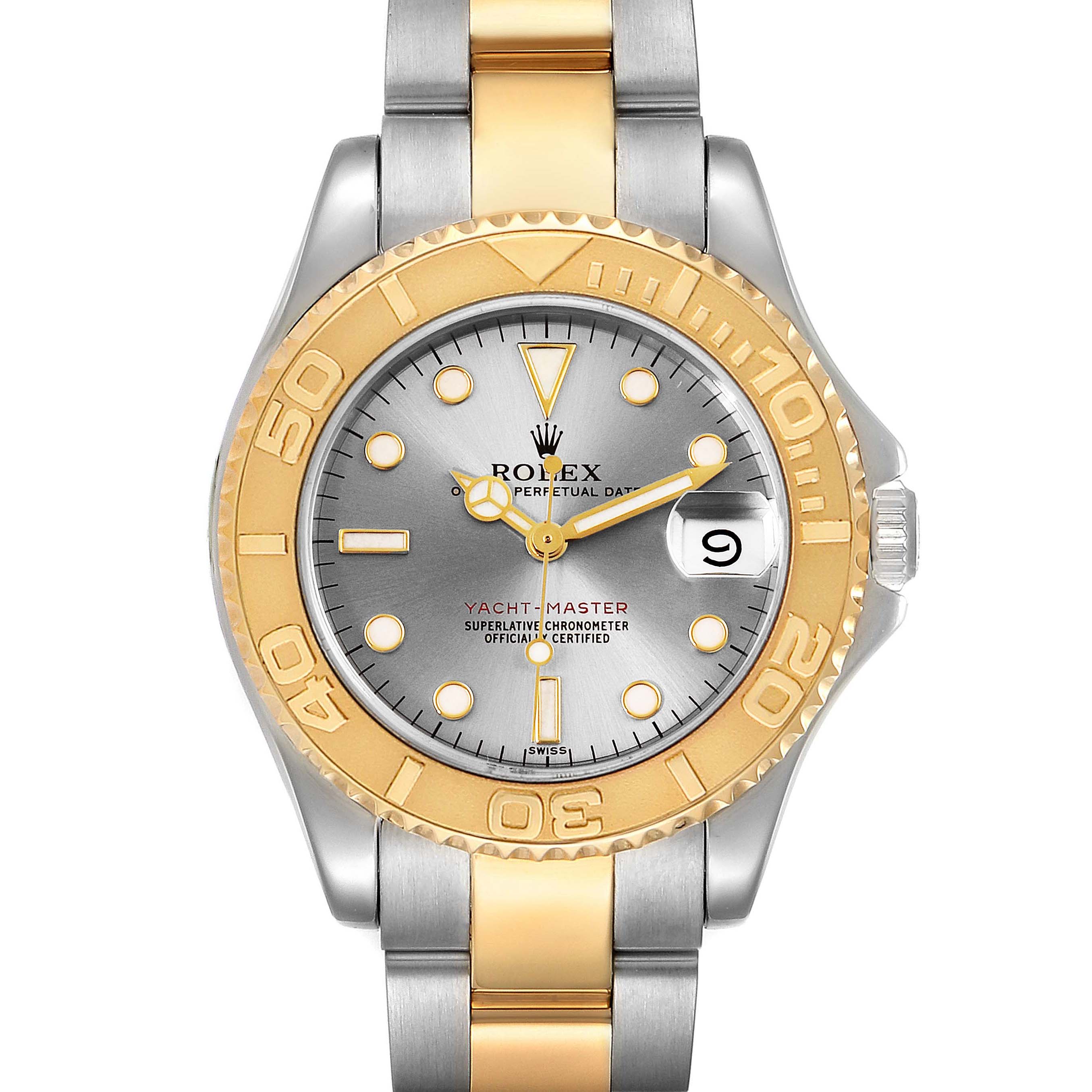 Rolex Yachtmaster 35 Midsize Steel Yellow Gold Slate Dial Watch 68623 ...
