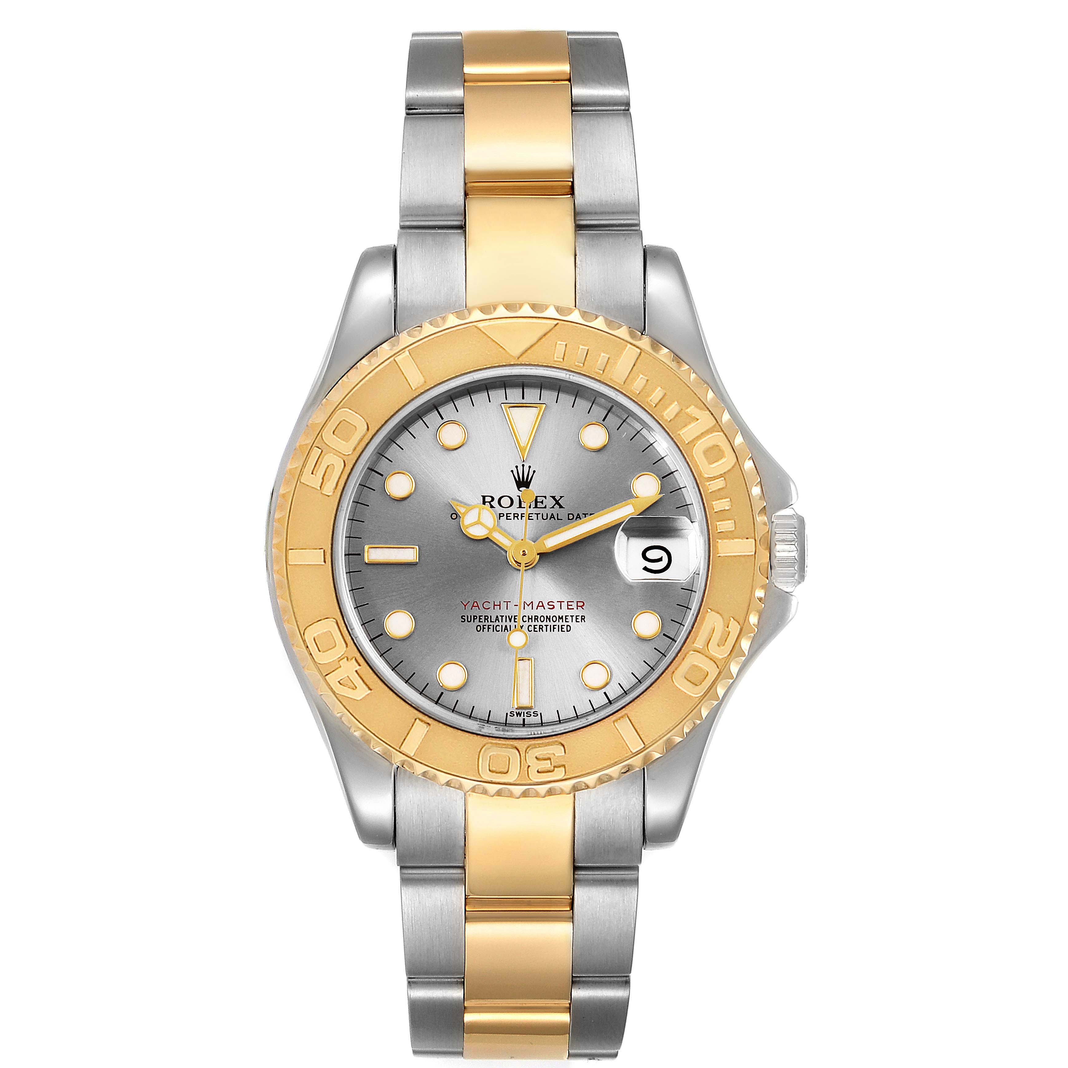 Rolex Yachtmaster 35 Midsize Steel Yellow Gold Slate Dial Watch 68623 ...