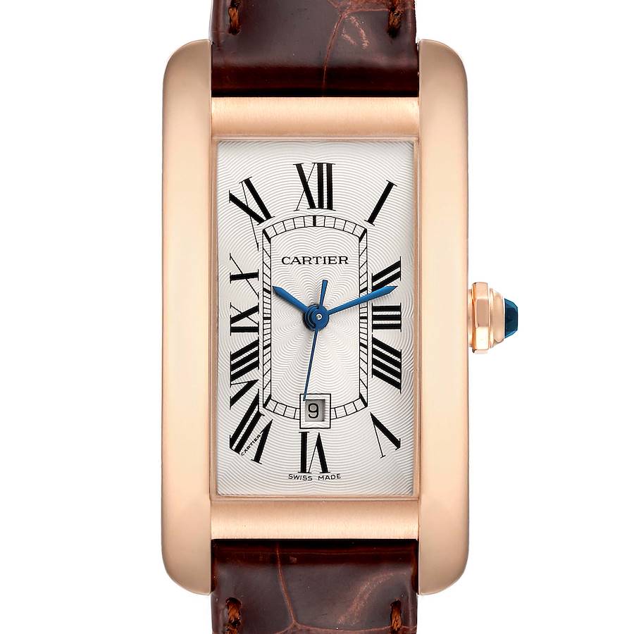 Cartier Tank Americaine Midsize Rose Gold Ladies Watch W2620030 Box Papers SwissWatchExpo