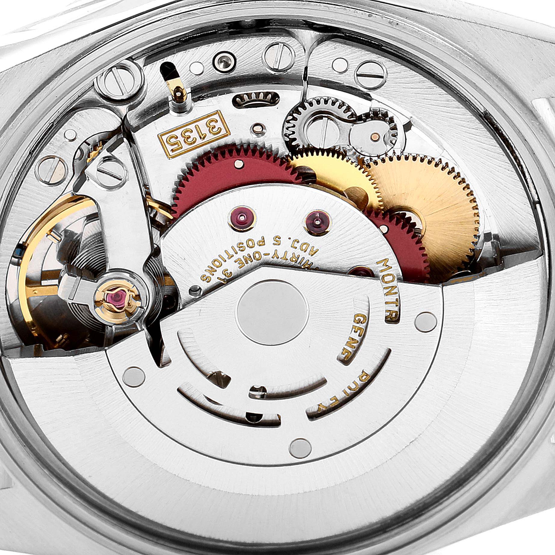 This image shows the movement mechanism of a Rolex Date 15200 Men's Stainless Steel Silver Dial 15200 Men's Stainless Steel Silver Dial model watch from the back.