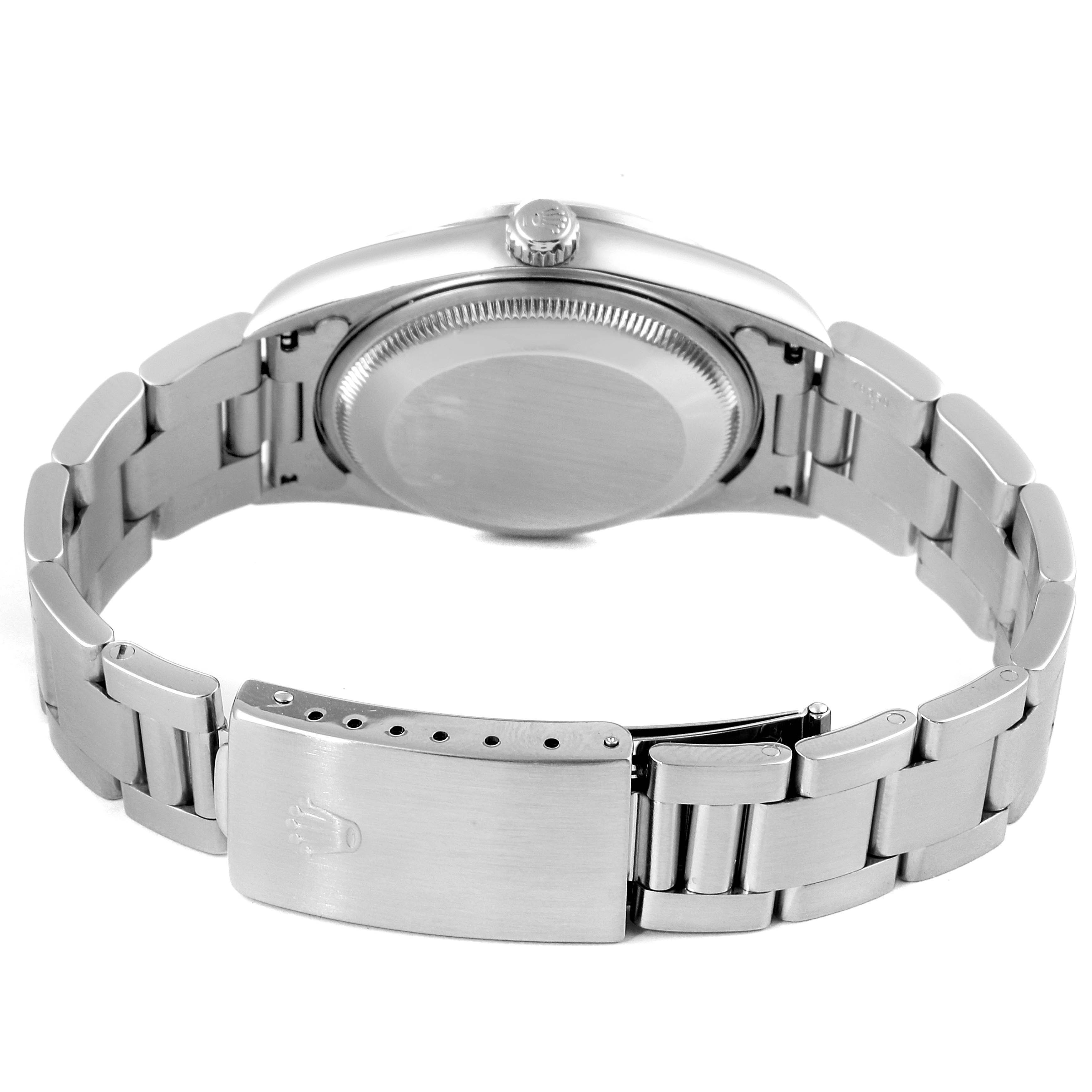 The image shows the back case and bracelet clasp of a Rolex Date 15200 Men's Stainless Steel Silver Dial 15200 Men's Stainless Steel Silver Dial model watch from a rear angle.