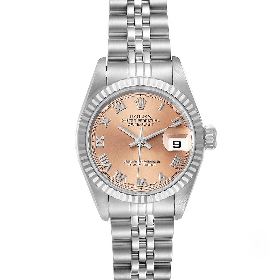 Rolex Datejust 26 Steel White Gold Salmon Dial Ladies Watch 69174 Papers SwissWatchExpo