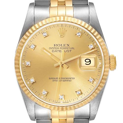 Photo of Rolex Datejust Diamond Dial Steel Yellow Gold Mens Watch 16233