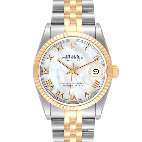 Photo of Rolex Datejust Midsize Mother of Pearl Dial Steel Yellow Gold Ladies Watch 68273