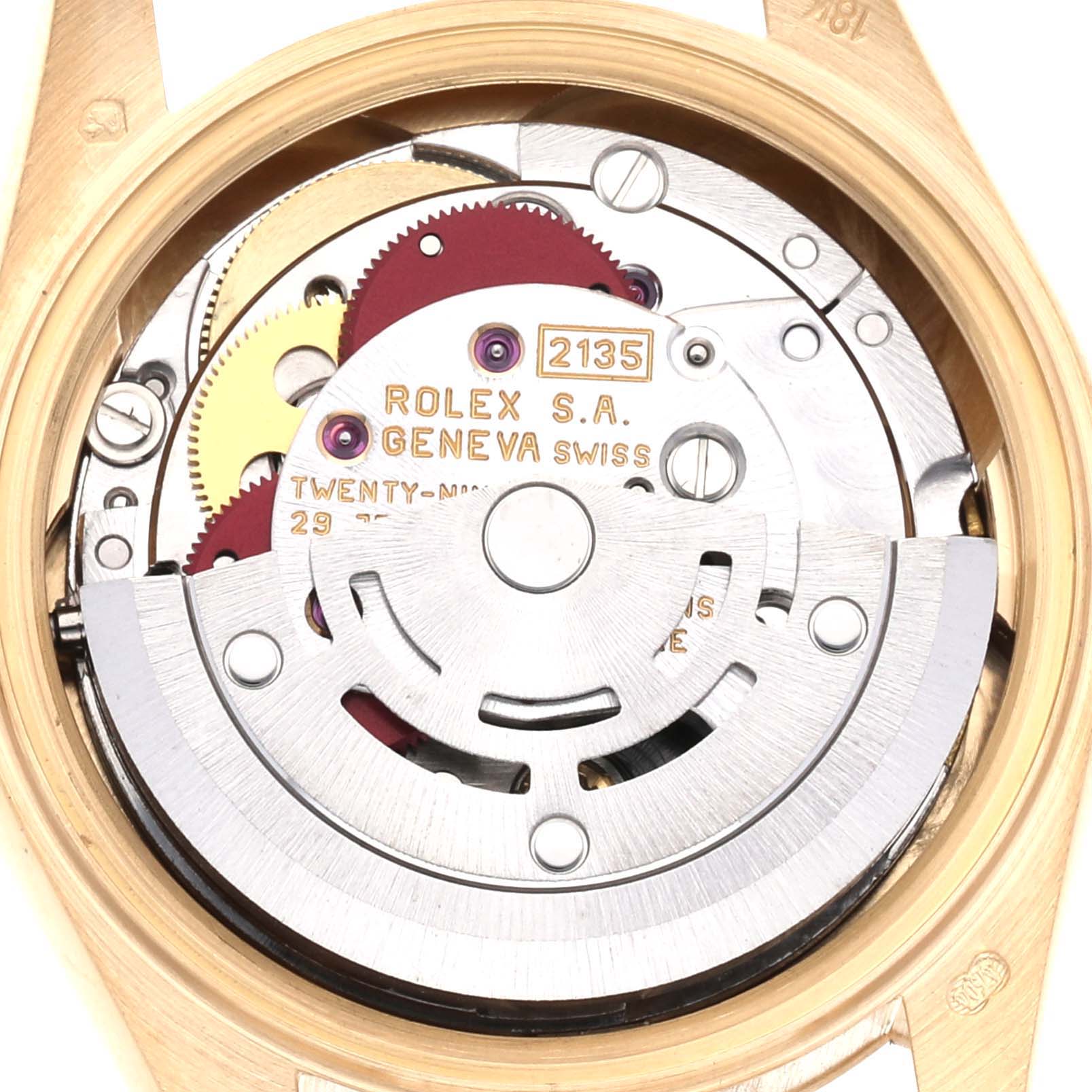 The image shows the internal mechanism of a Rolex President 69178 Women's Yellow Gold Champagne Dial 69178 Women's Yellow Gold Champagne Dial model watch.