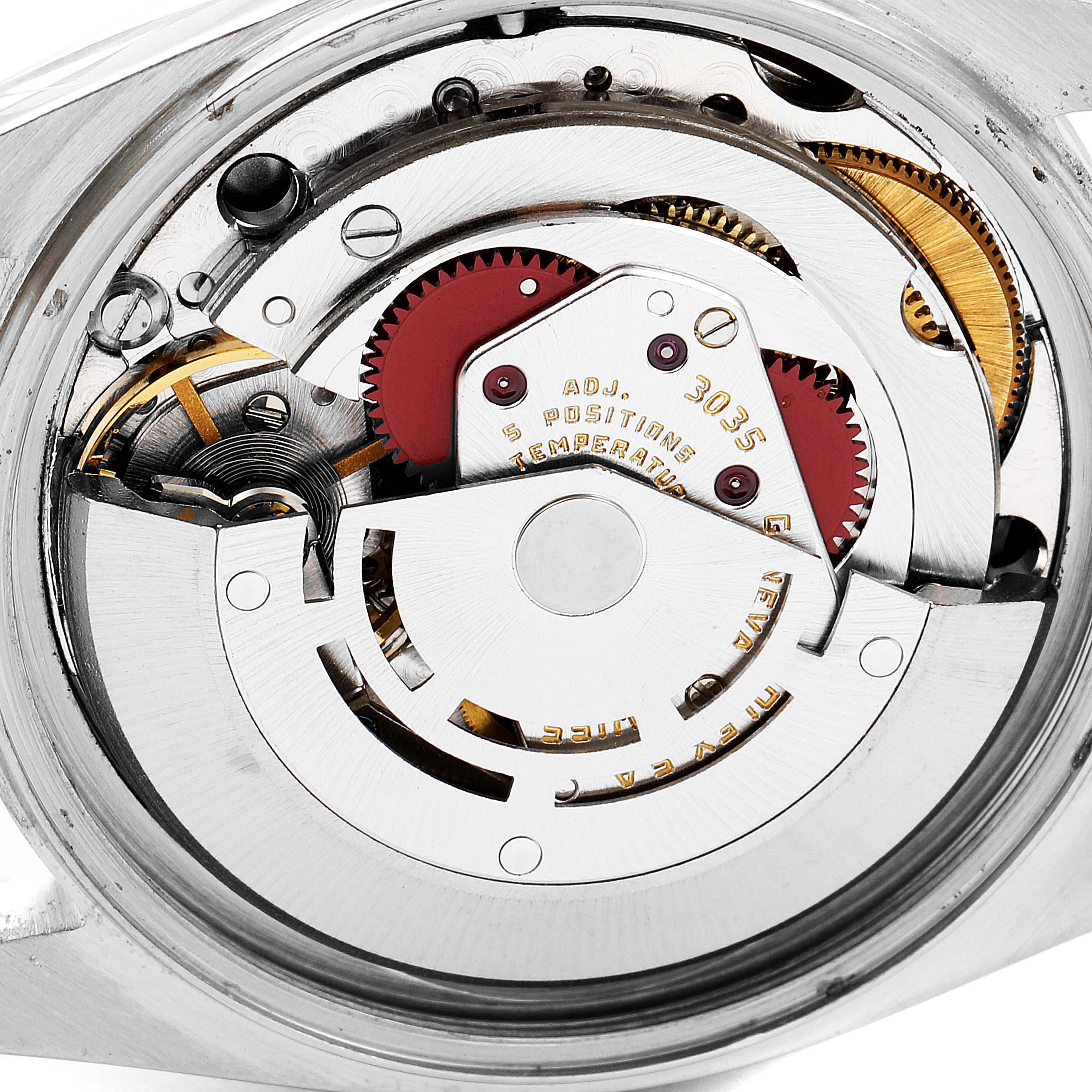 The image shows the internal mechanical movement of a Rolex Vintage Collection 16014 Men's Stainless Steel Silver Dial 16014 Men's Stainless Steel Silver Dial watch.
