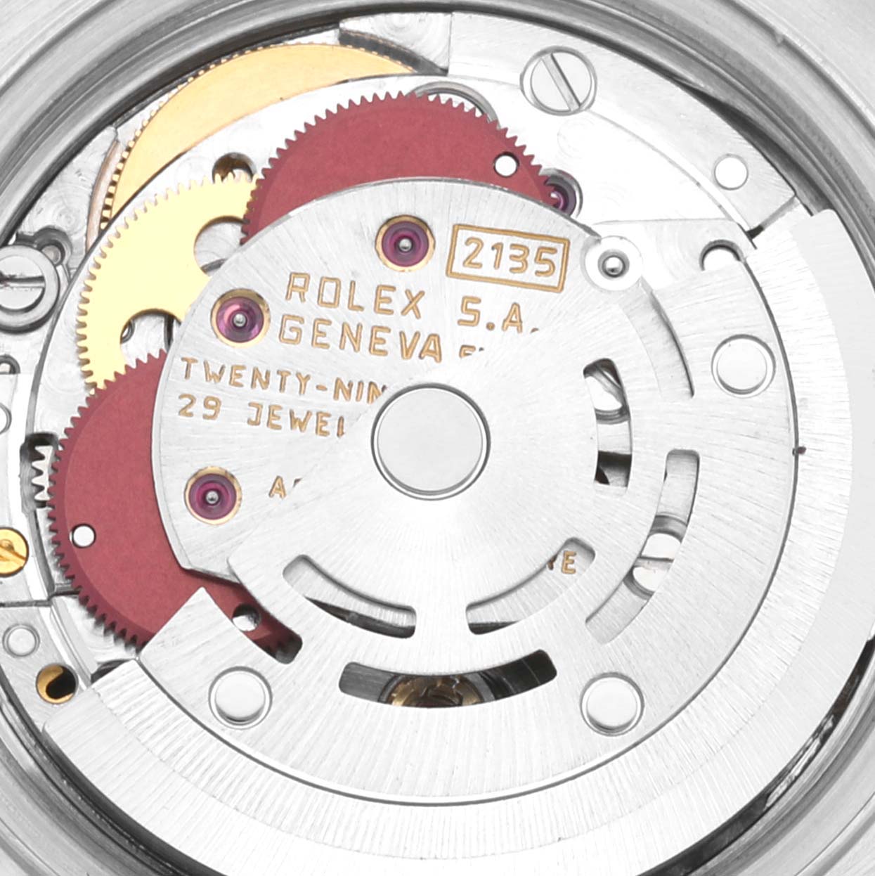 This image shows the movement mechanism of a Rolex Datejust 69173 Women's Steel and Gold (two tone) White Dial 69173 Women's Steel and Gold (two tone) White Dial model watch, viewed from the back.