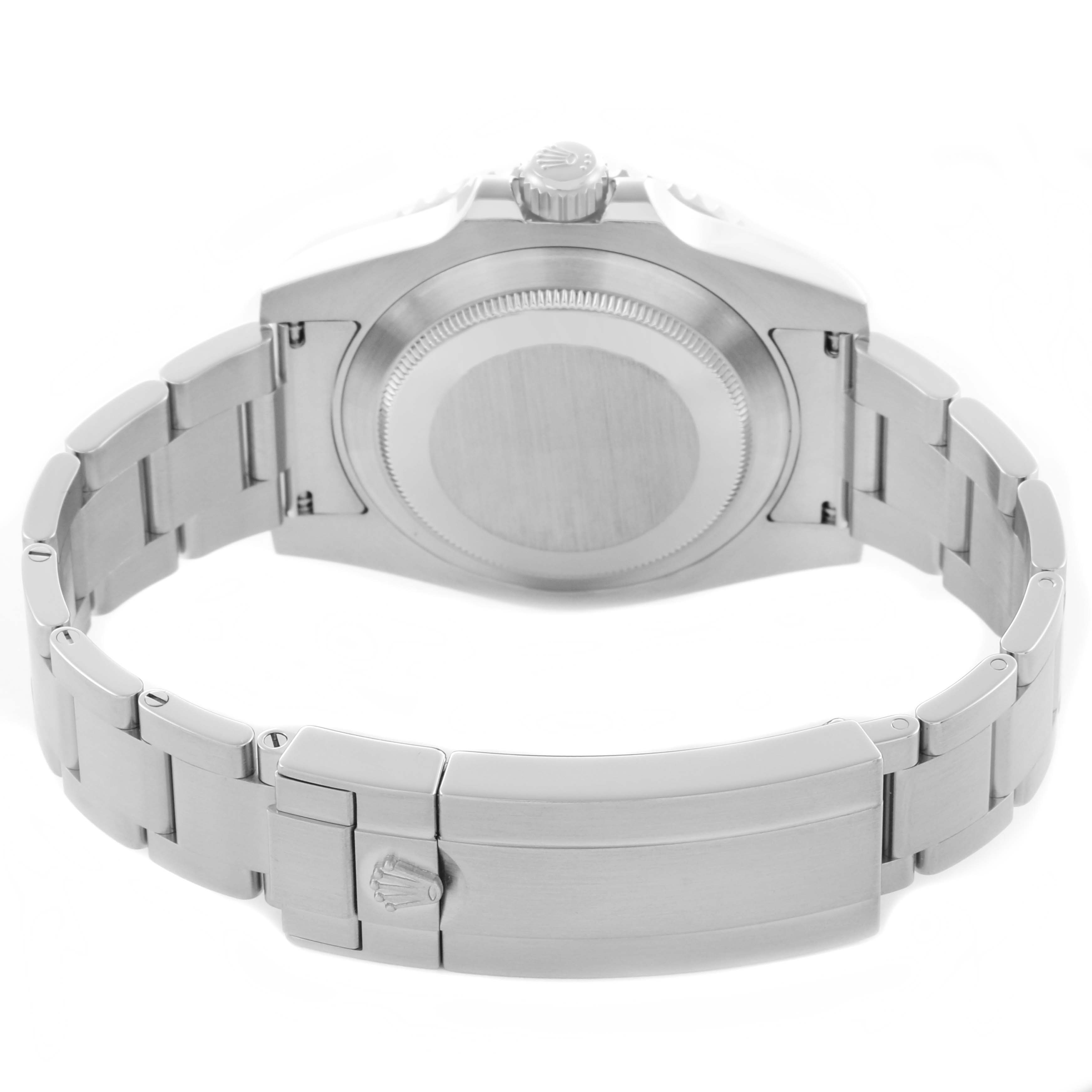 The image shows the case back and bracelet of a Rolex Submariner 116610LN Men's Stainless Steel Black Dial 116610LN Men's Stainless Steel Black Dial watch from a rear angle.