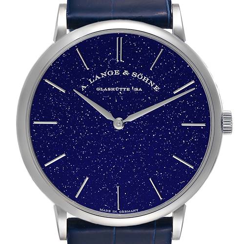 Photo of A. Lange and Sohne Saxonia Thin White Gold Copper-Blue Watch 205.086 Box Papers