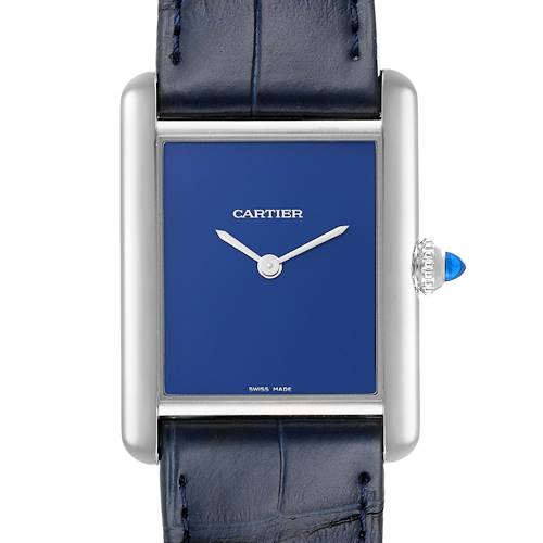 Photo of Cartier Tank Must Large Steel Blue Dial Ladies Watch WSTA0055 Unworn