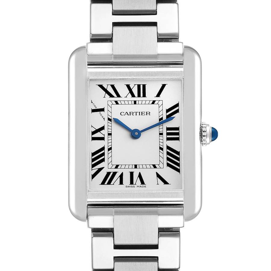 Cartier Tank Solo Small Silver Dial Steel Ladies Watch W5200013 Box Card SwissWatchExpo