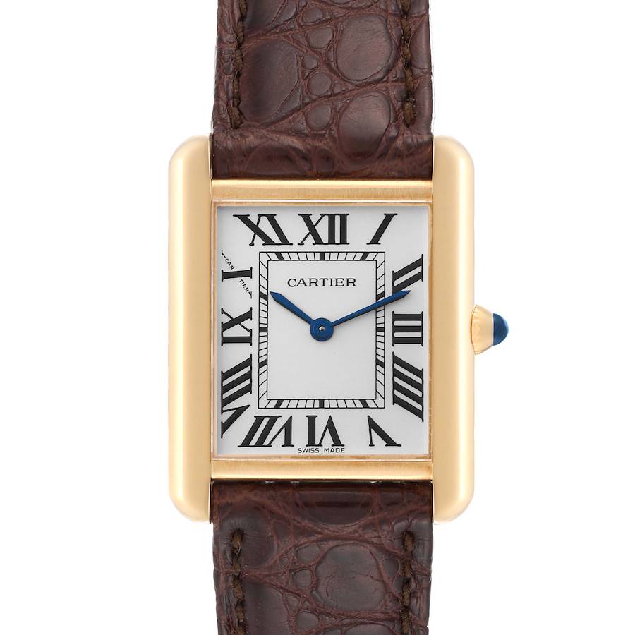 Cartier Tank Solo Yellow Gold Steel Silver Dial Ladies Watch W1018755 SwissWatchExpo