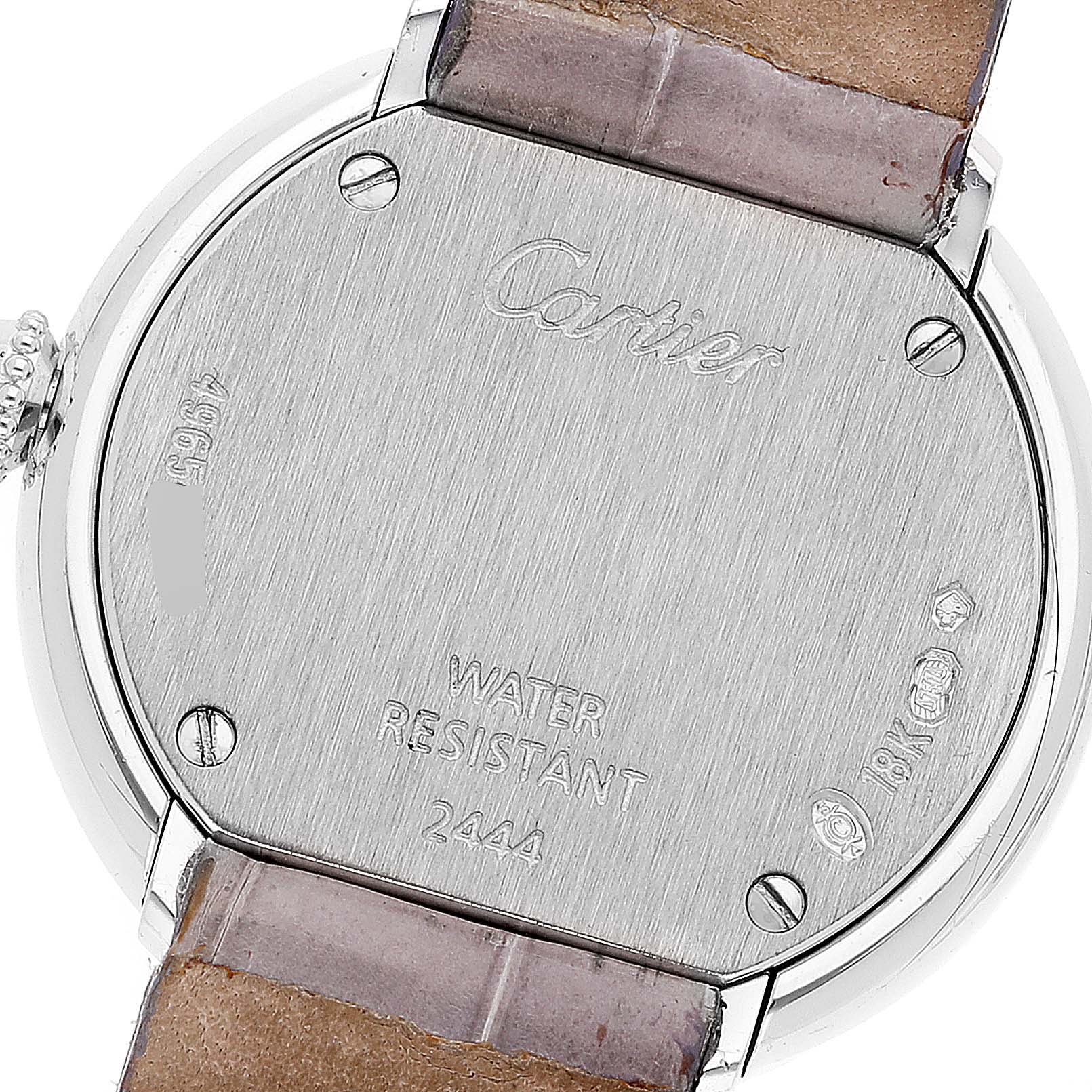 This image shows the back case and leather straps of the Cartier Trinity WG201156 Women's White Gold  WG201156 Women's White Gold  model watch.