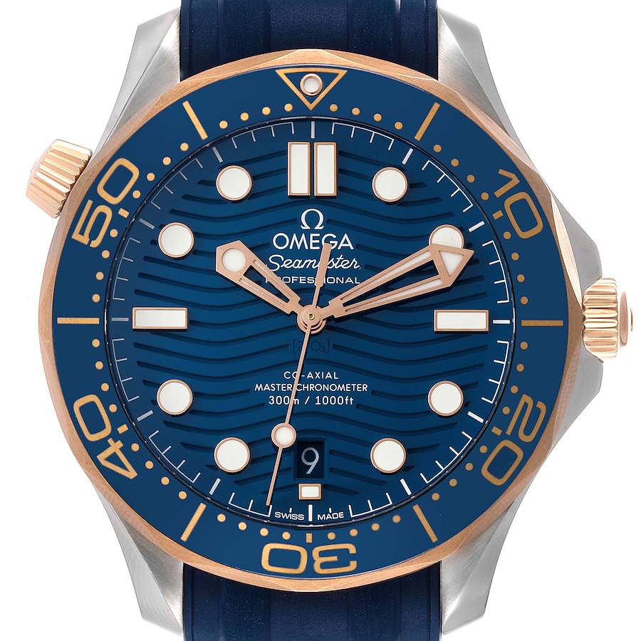Omega Seamaster Diver 300M Steel Rose Gold Mens Watch 210.22.42.20.03.002 Box Card SwissWatchExpo
