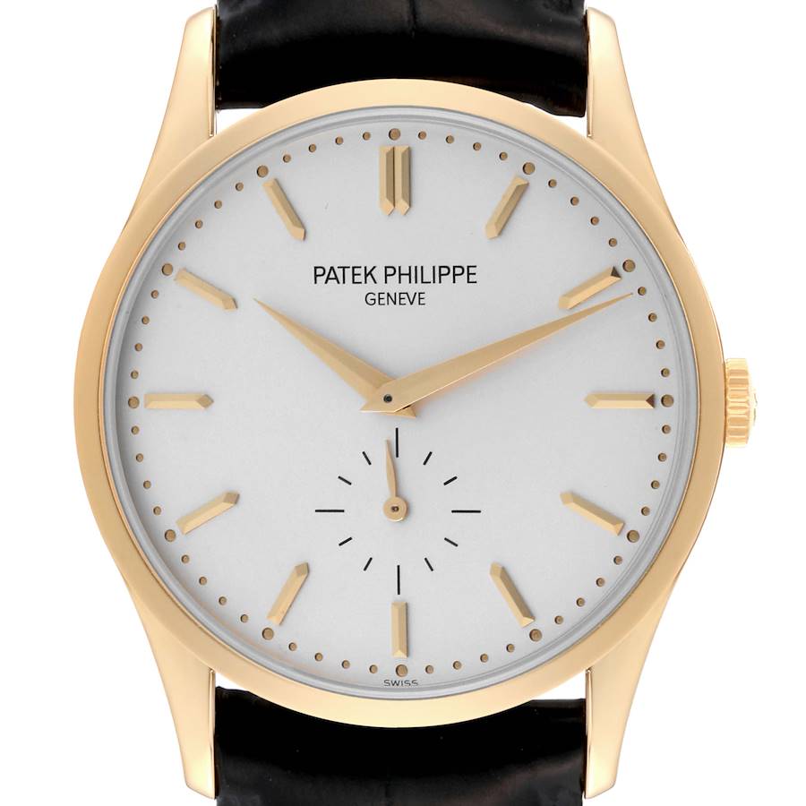 Patek Philippe Calatrava Yellow Gold Silver Dial Mens Watch 5196 SwissWatchExpo