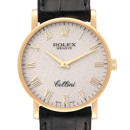 Photo of Rolex Cellini Classic Yellow Gold Ivory Anniversary Dial Mens Watch 5115 Card