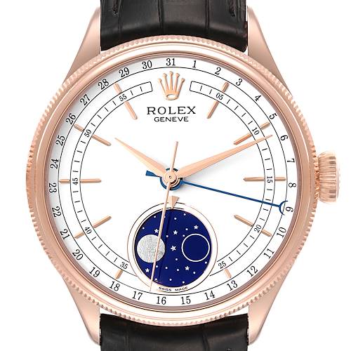 Photo of Rolex Cellini Moonphase White Dial Rose Gold Mens Watch 50535