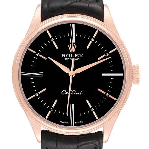 Photo of Rolex Cellini Time Rose Gold Black Dial Mens Watch 50505 Card