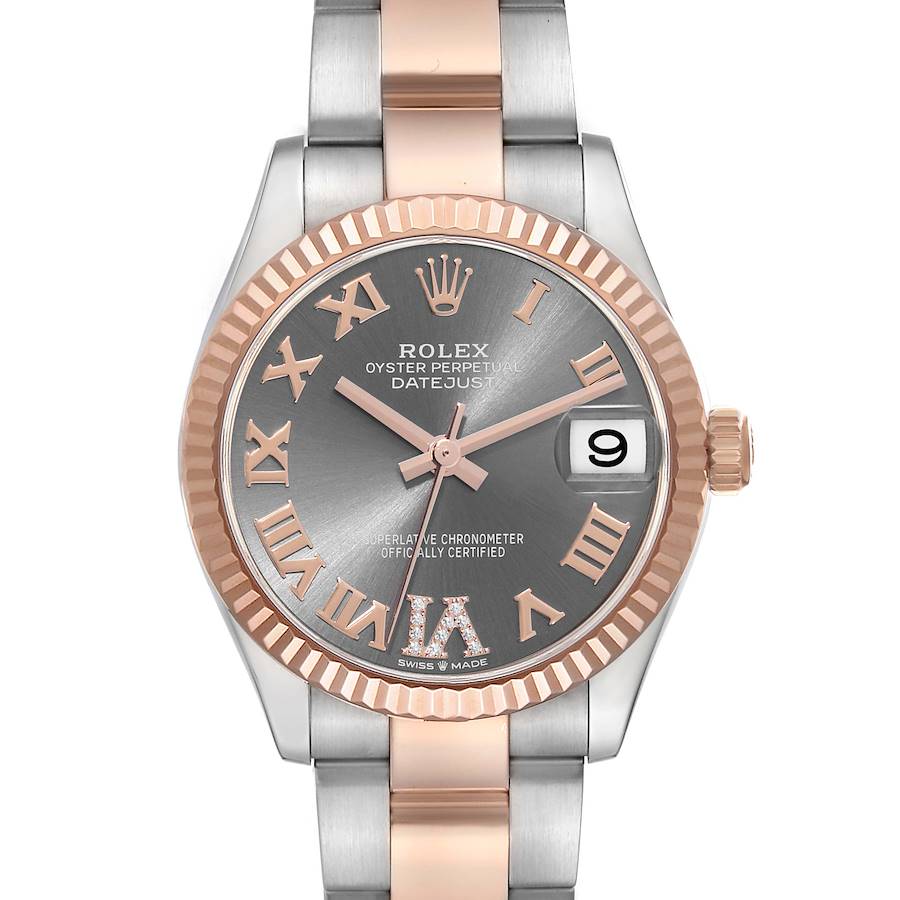 Rolex Datejust 31 Midsize Steel Rose Gold Slate Diamond Dial Ladies Watch 278271 SwissWatchExpo