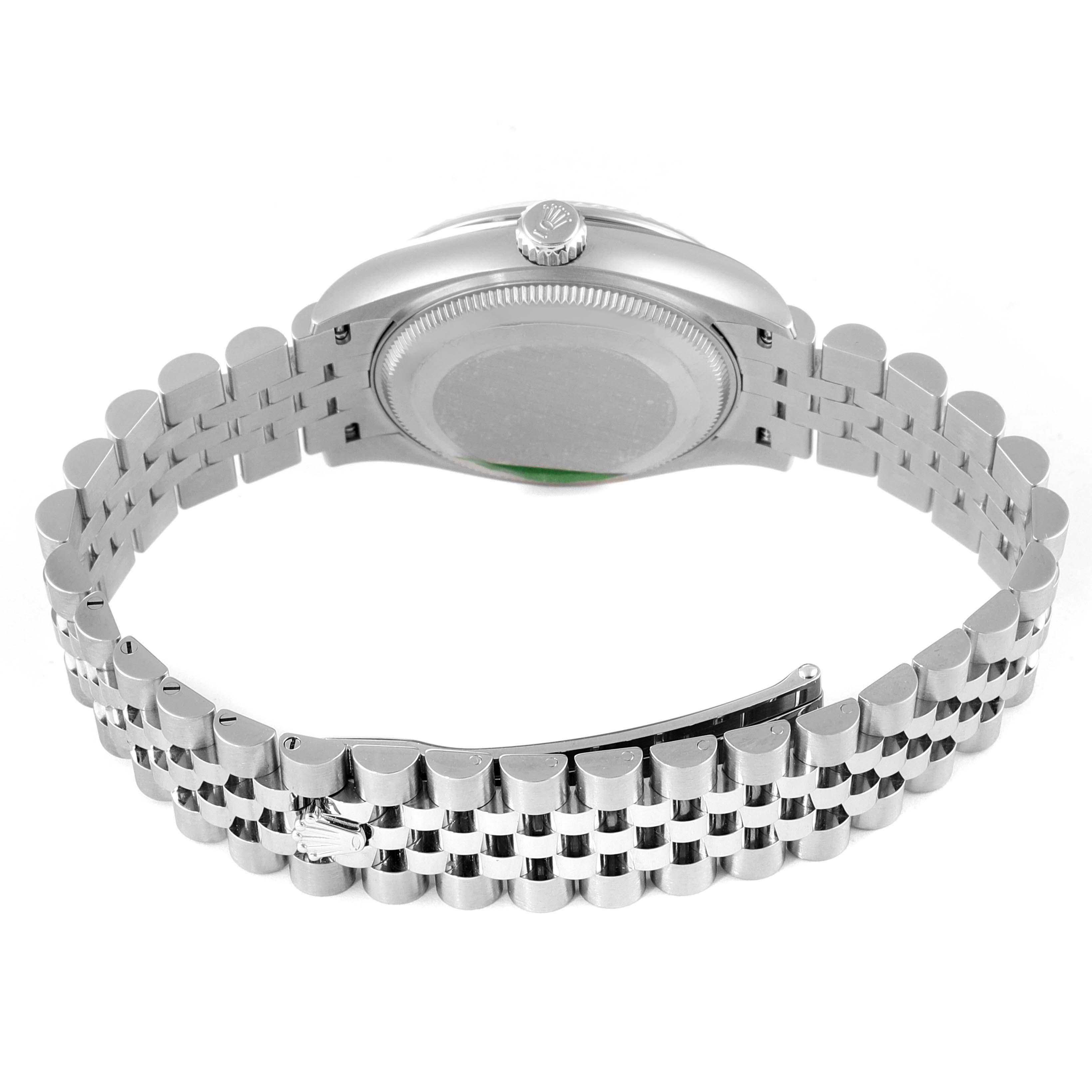 This image shows the back view of a Mid-Size Rolex watch, highlighting the bracelet and case back.