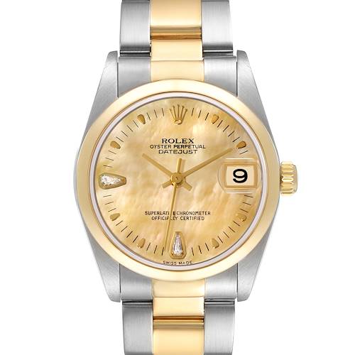 Photo of Rolex Datejust Midsize Steel Yellow Gold Mother Of Pearl Diamond Dial Ladies Watch 78243