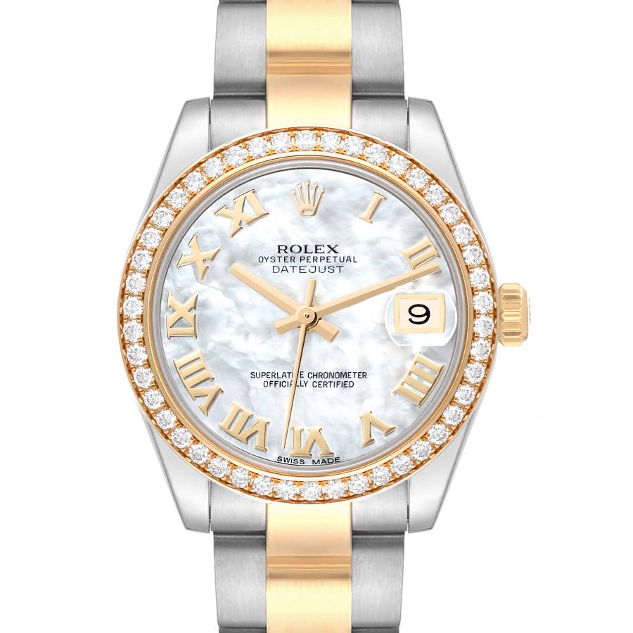 Rolex Datejust Midsize Steel Yellow Gold Mother of Pearl Diamond Ladies Watch 178383 SwissWatchExpo