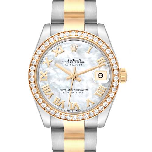 Photo of Rolex Datejust Midsize Steel Yellow Gold Mother of Pearl Diamond Ladies Watch 178383