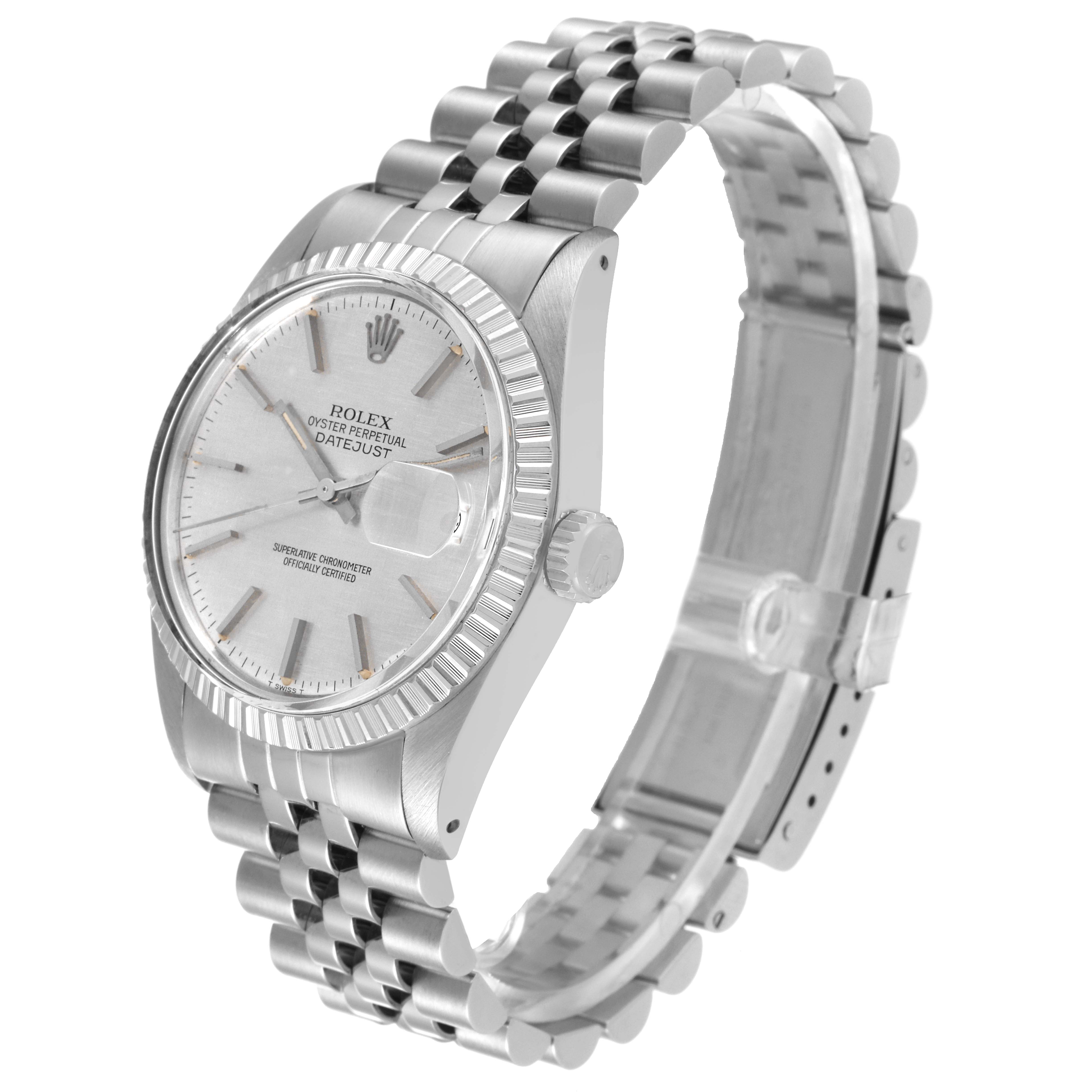 The Rolex Vintage Collection 16030 Men
s Stainless Steel Silver Dial 16030 Men
s Stainless Steel Silver Dial model is shown at a three-quarter angle, displaying the watch face, bezel, crown, and bracelet.