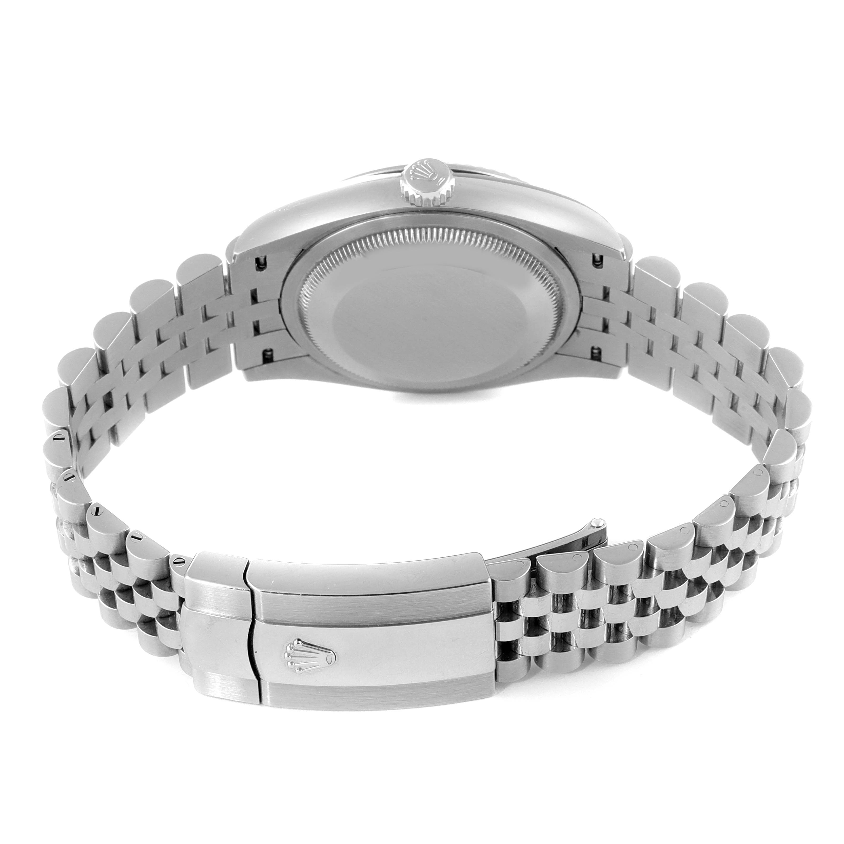 This image shows the back case and the bracelet clasp of a Rolex Datejust 126234 Men
s Stainless Steel Black Dial 126234 Men
s Stainless Steel Black Dial watch.