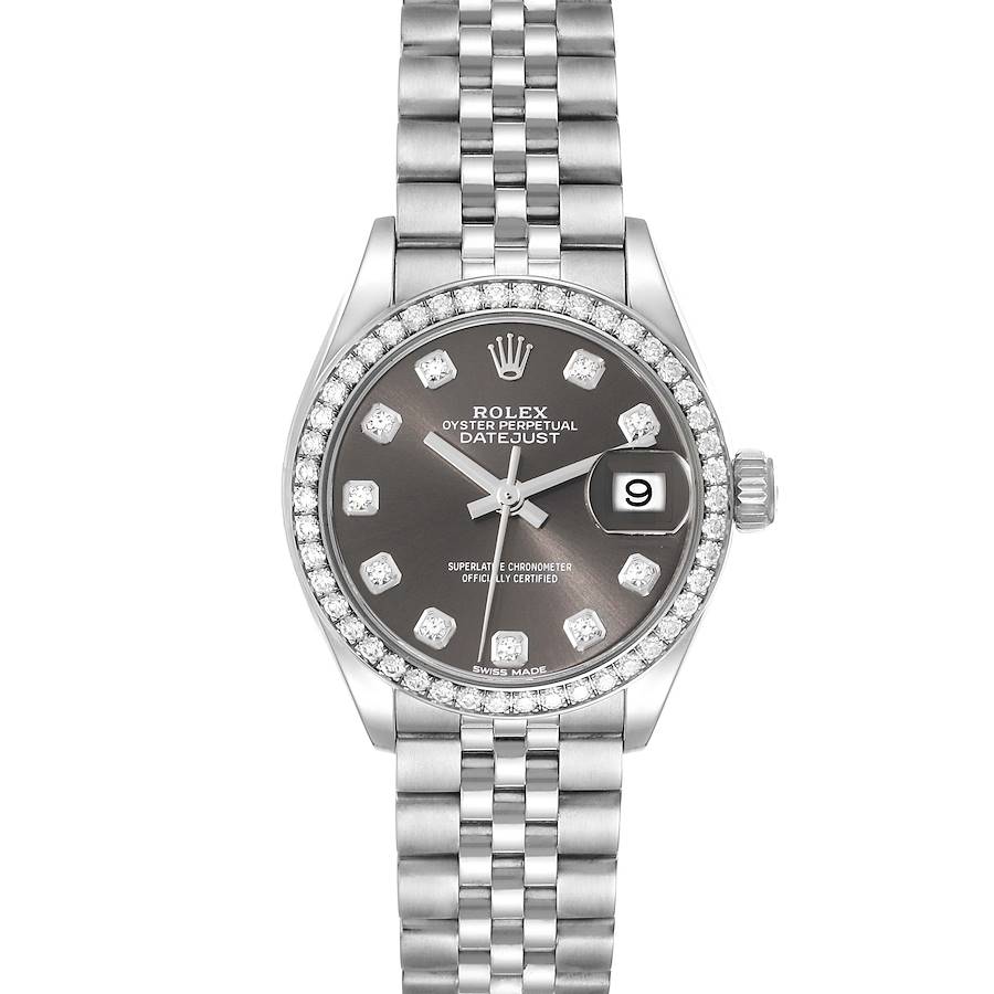 Rolex Datejust Steel White Gold Grey Dial Diamond Ladies Watch 279384 Box Card SwissWatchExpo