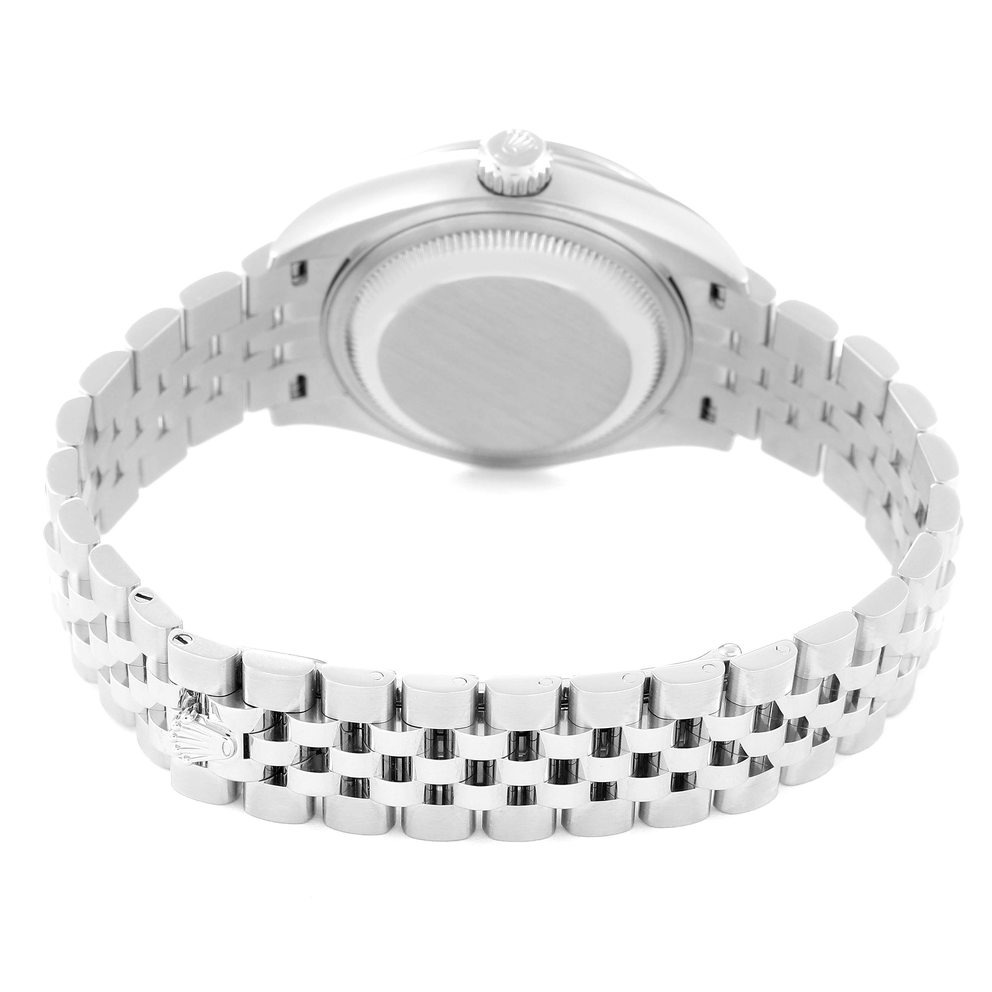 This image shows the backside and bracelet of a Rolex Datejust 279384 Women's Stainless Steel Grey Dial 279384 Women's Stainless Steel Grey Dial watch.