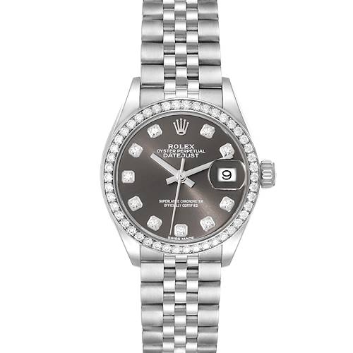 Photo of Rolex Datejust Steel White Gold Grey Dial Diamond Ladies Watch 279384 Box Card